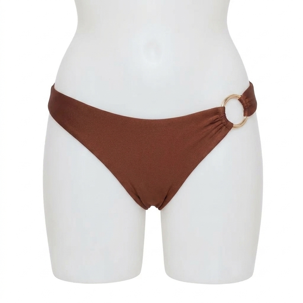 NEW STEVE MADDEN scoop side ring hipster bikini bottom in oak brown
